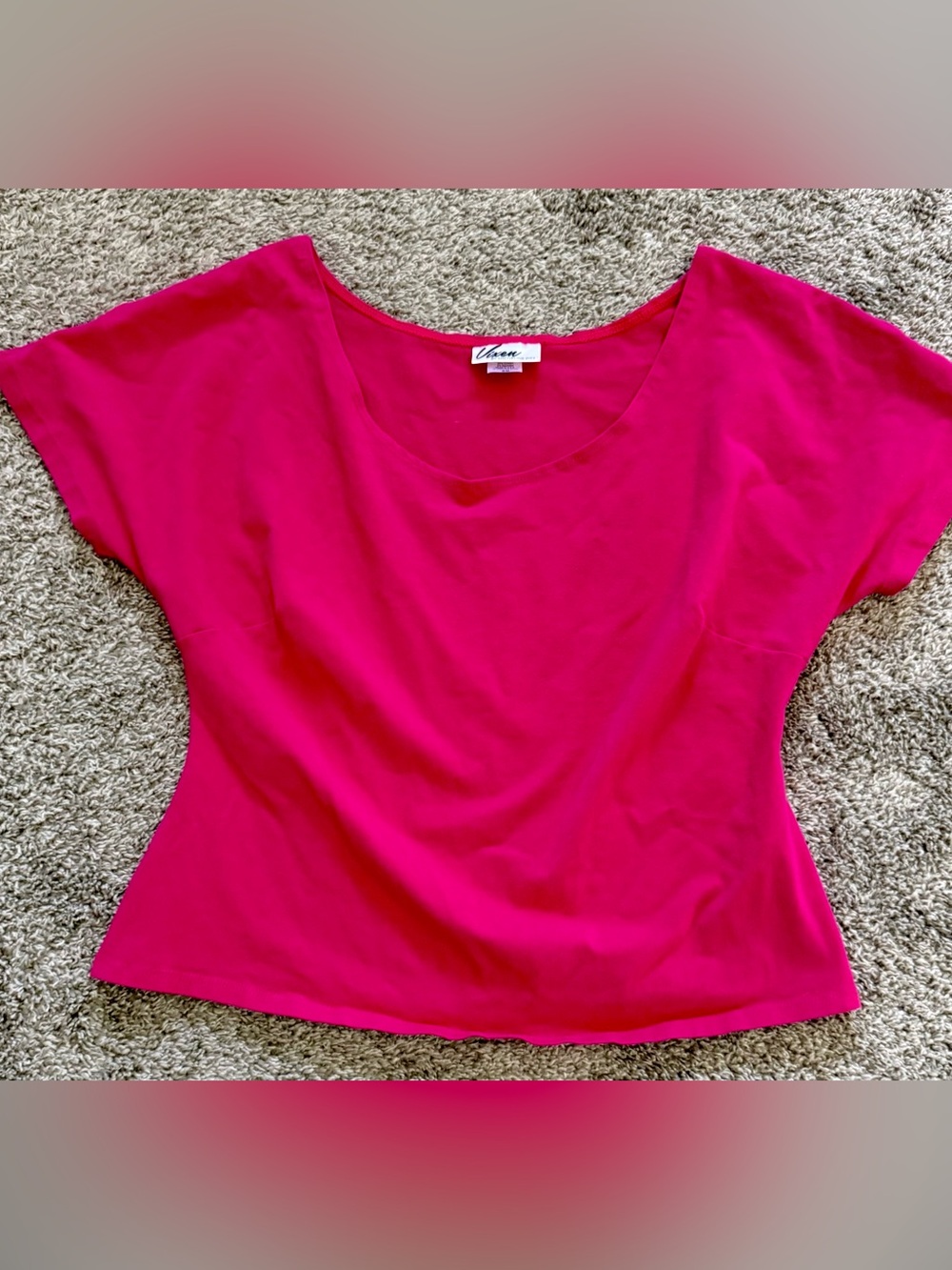 Star Vixen Hot Pink Boat Neck Blouse Cap Sleeve Top Vibrant Fuchsia (2X)
